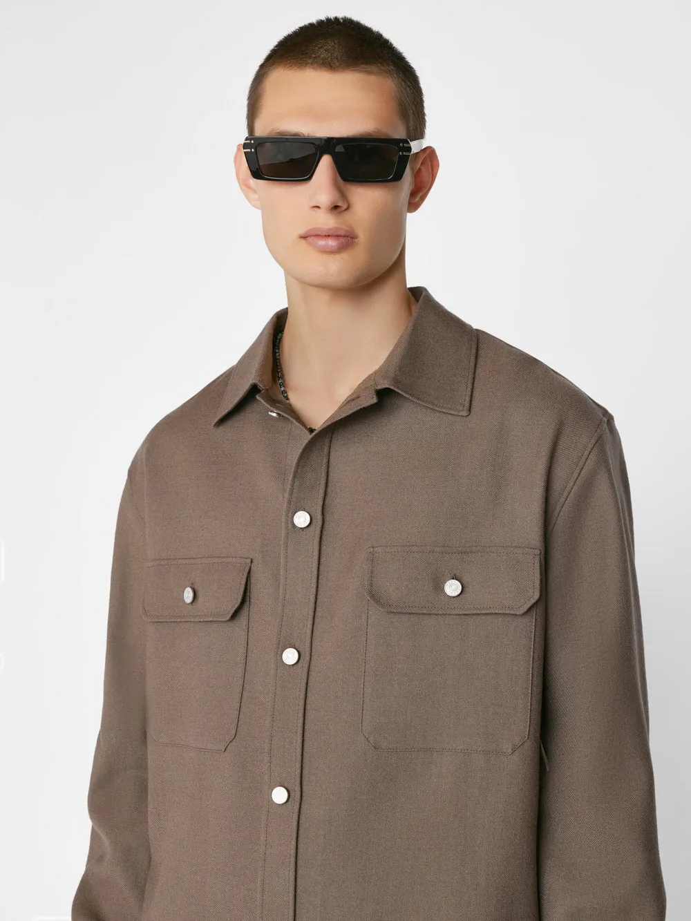 Textured Overshirt -- Smoke Wood