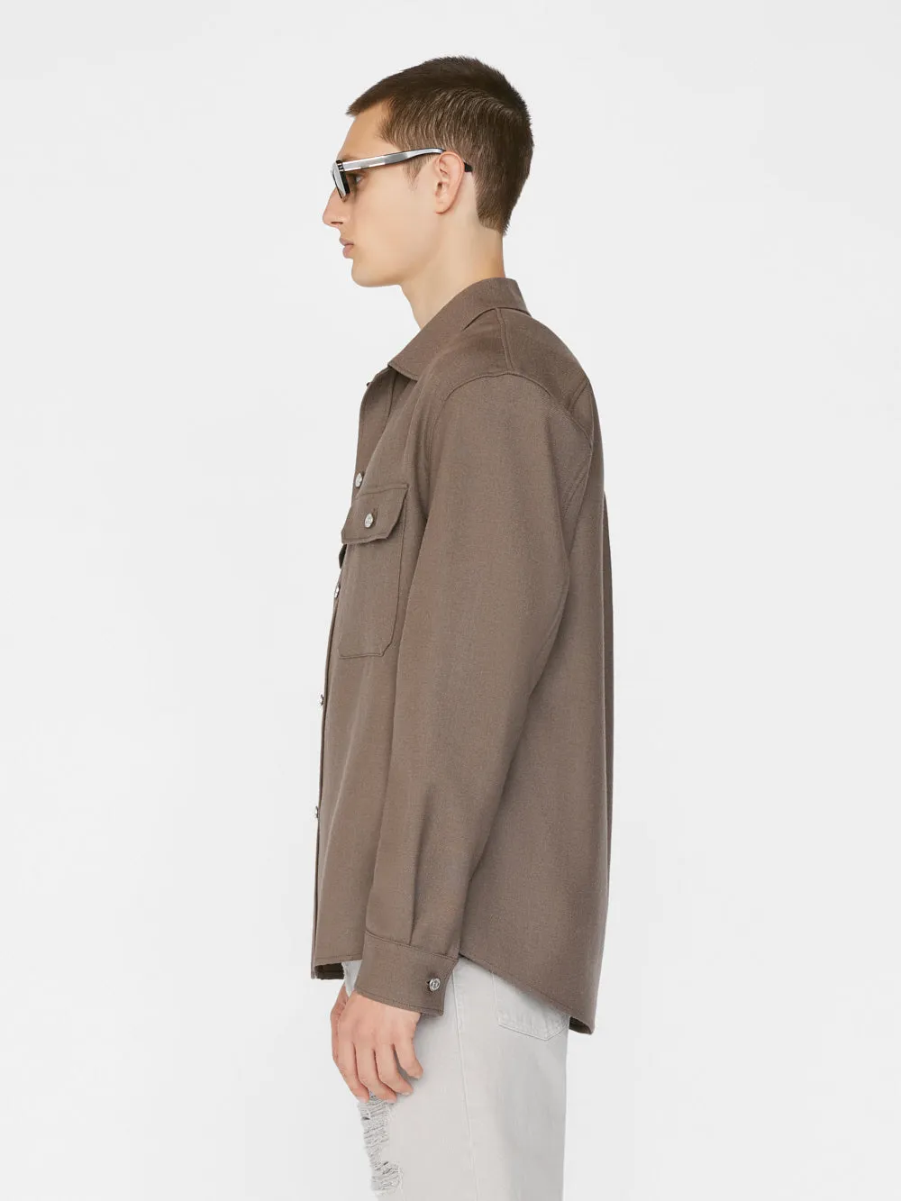 Textured Overshirt -- Smoke Wood