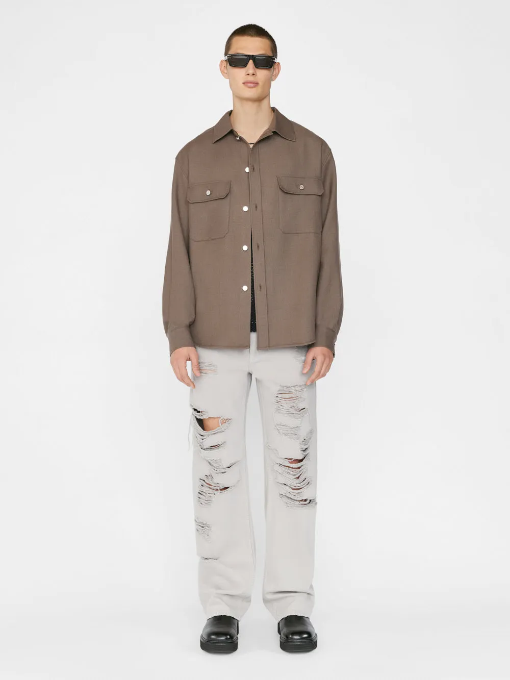 Textured Overshirt -- Smoke Wood