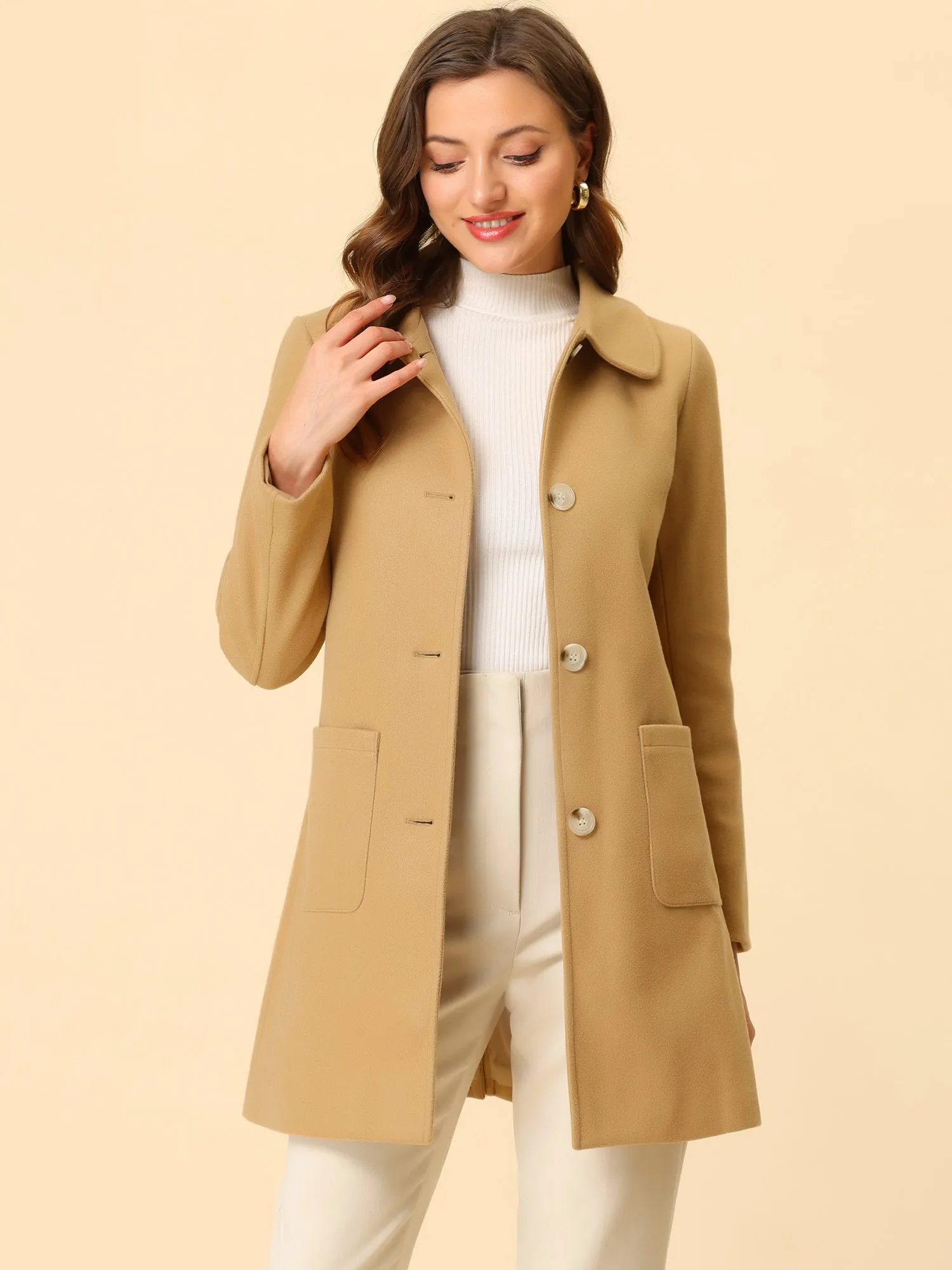 Turn Down Collar Single Breasted Winter Outwear Trench Coat