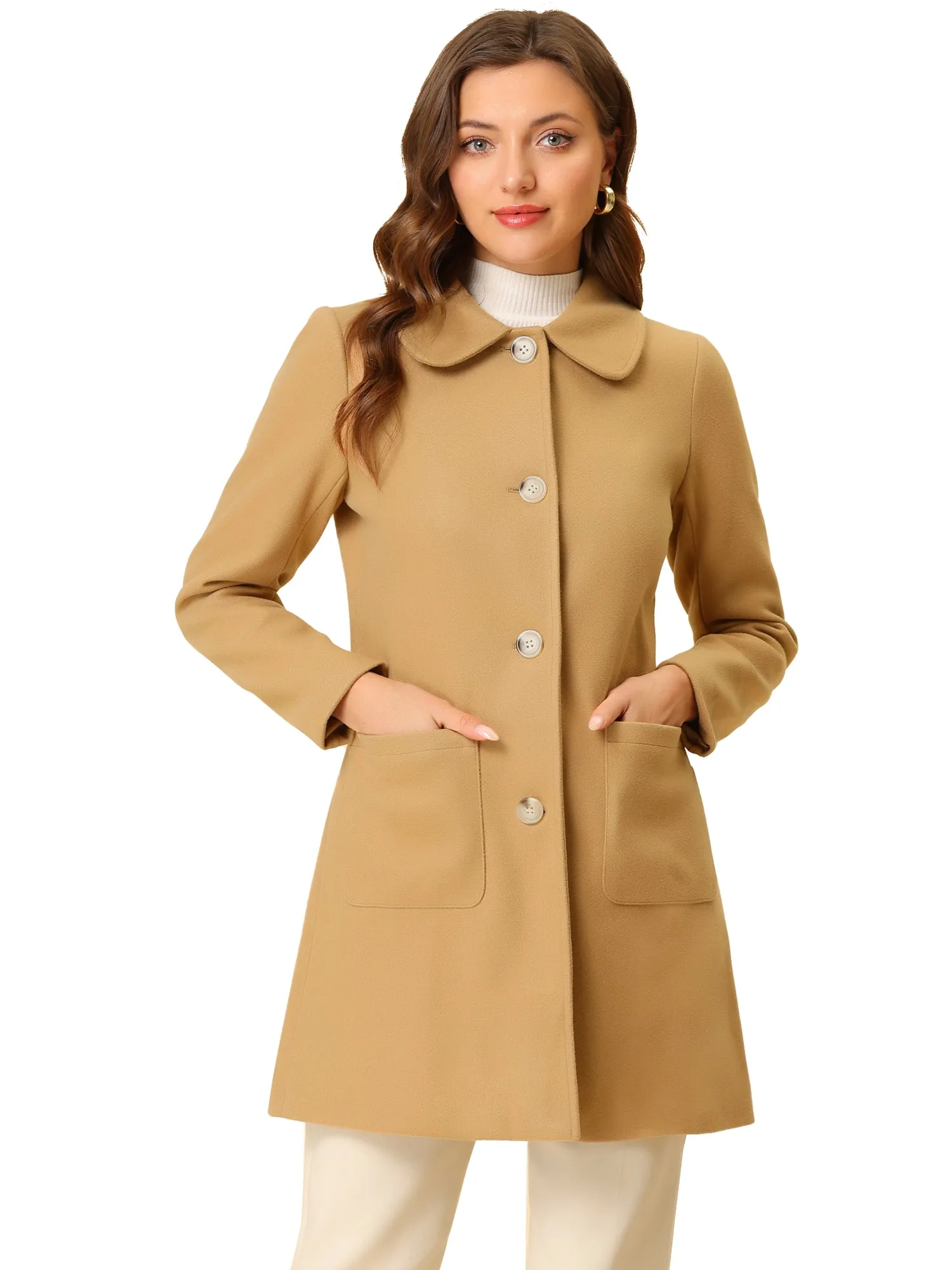 Turn Down Collar Single Breasted Winter Outwear Trench Coat