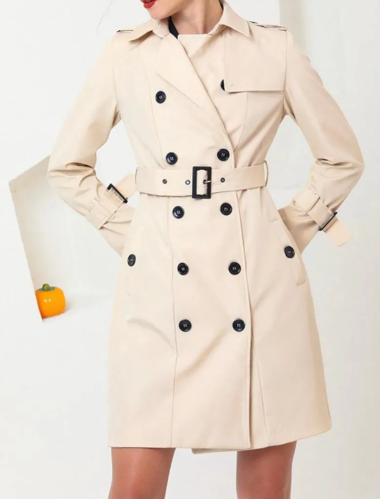 Waterproof midi trench coat