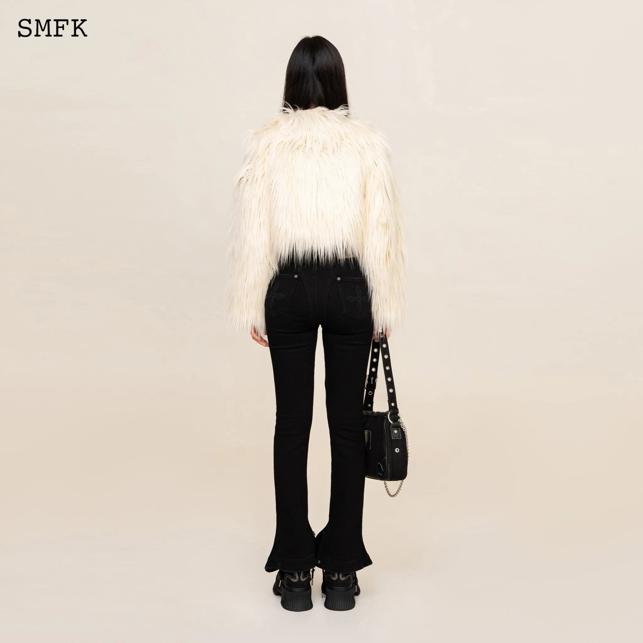 WildWorld Faux Fur Short Jacket In White