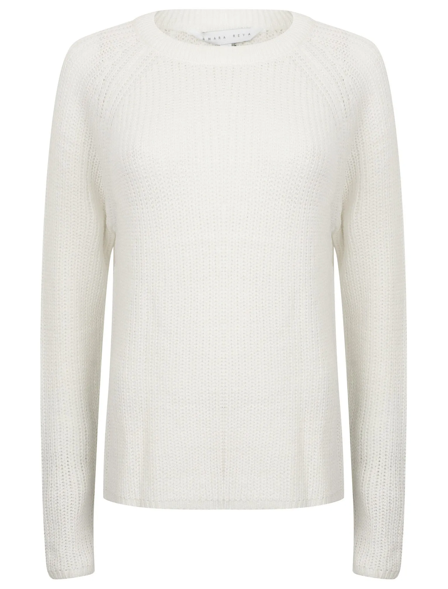 Willow Knitted Crew Neck Jumper In Winter White - Amara Reya