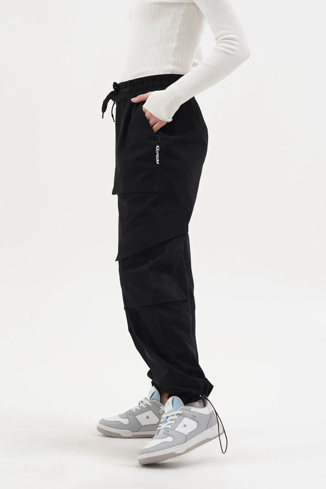 Women NOMAD Black Parachute Pants