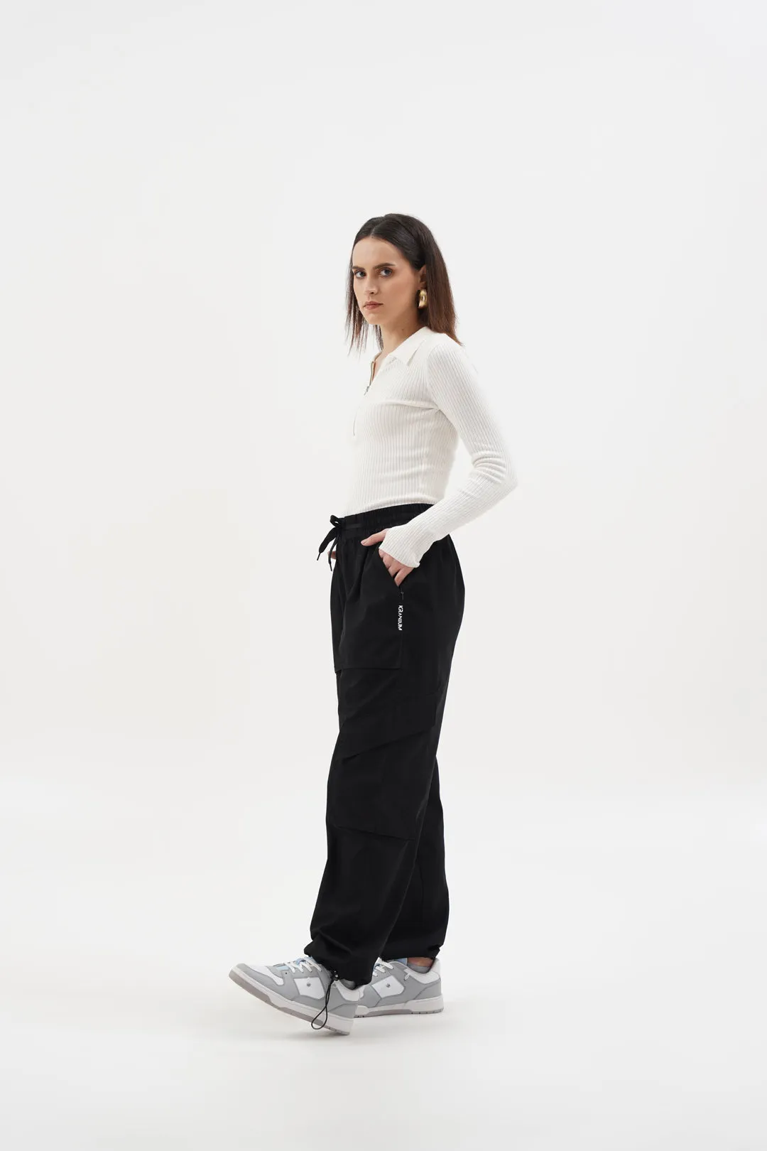 Women NOMAD Black Parachute Pants