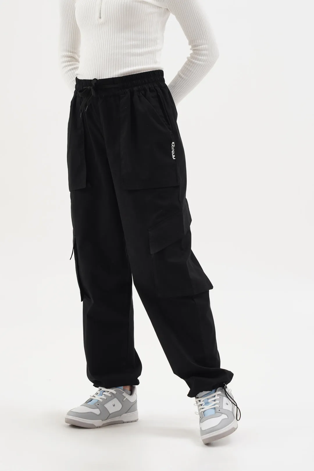 Women NOMAD Black Parachute Pants