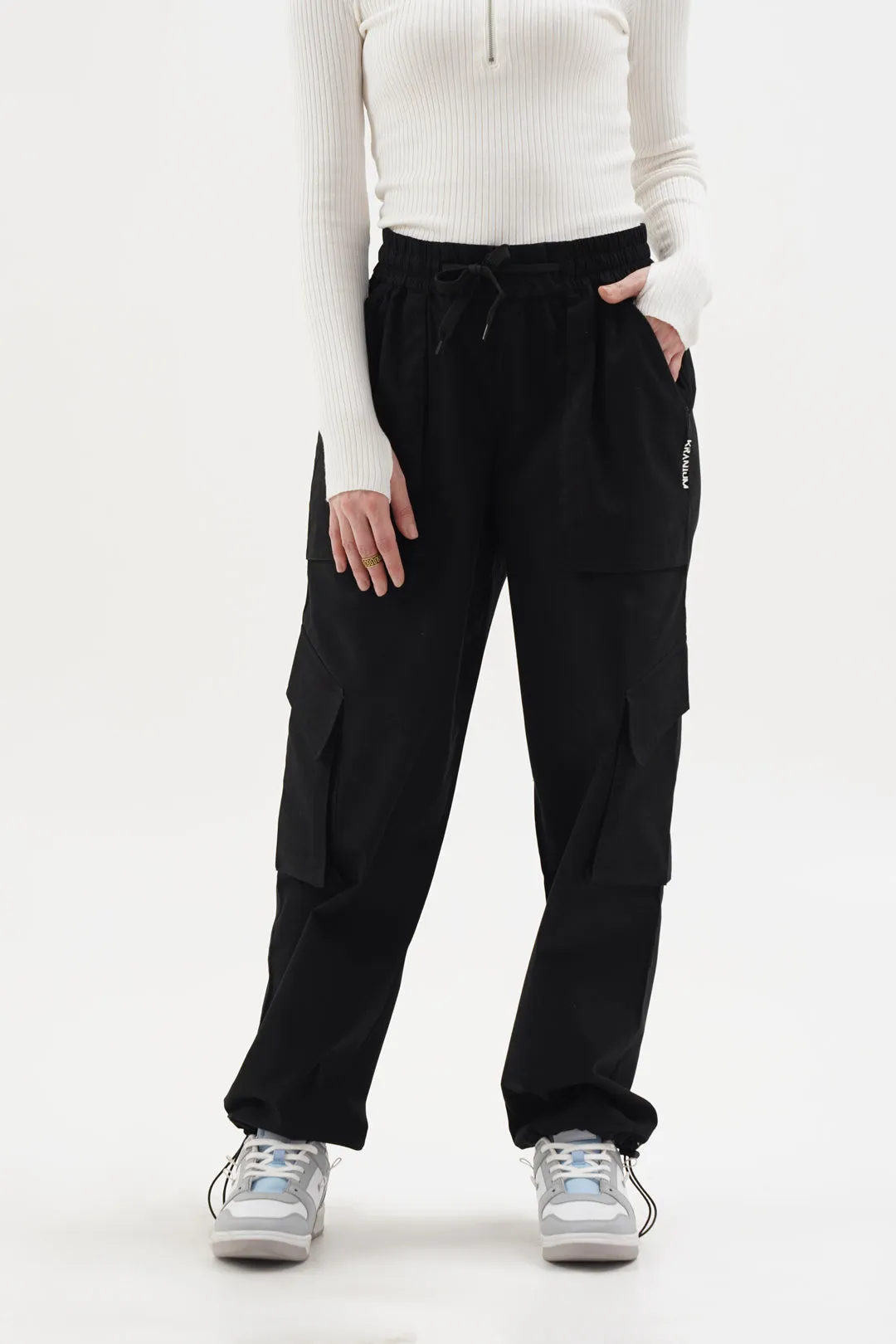 Women NOMAD Black Parachute Pants