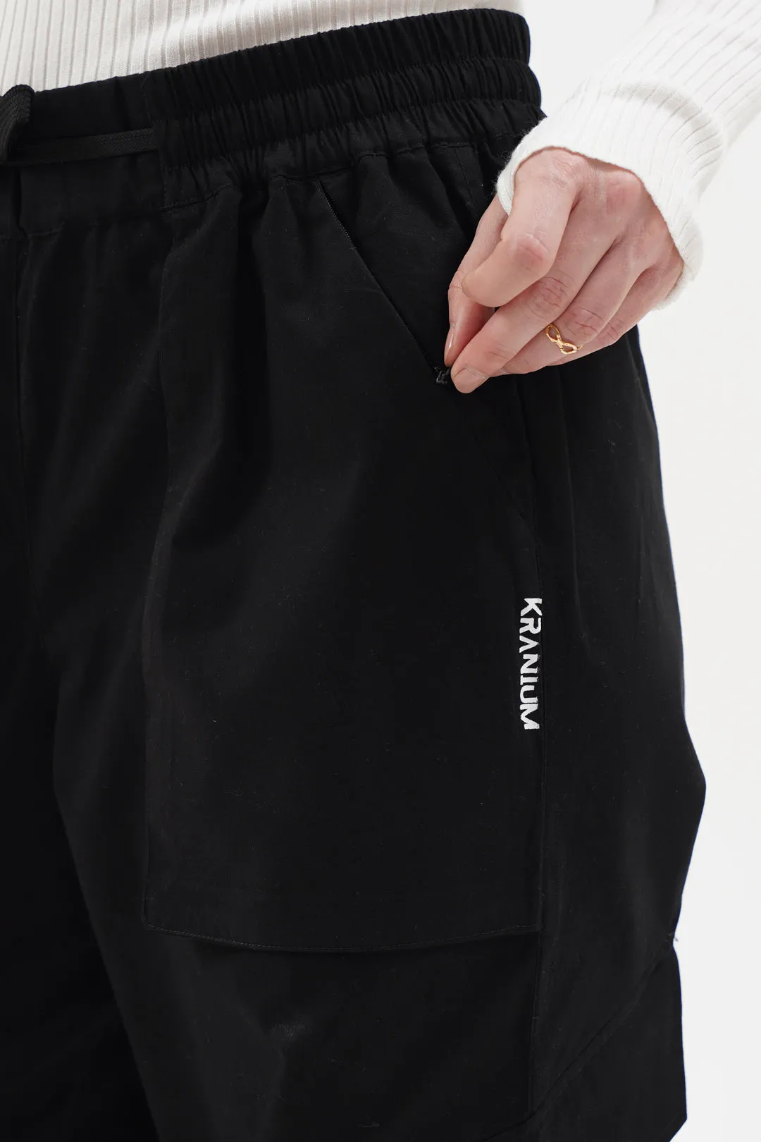 Women NOMAD Black Parachute Pants