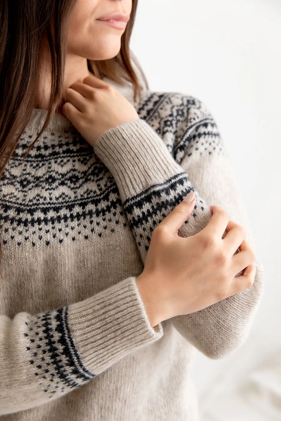 Womens Aviemore Yoke Fair Isle Jumper - beige