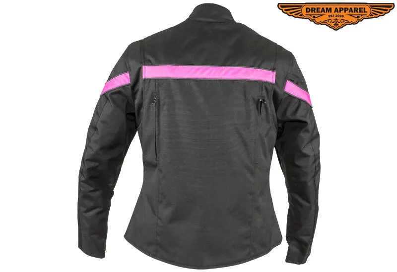 Women’s Hot Pink Racing Textile Motorcycle Jacket