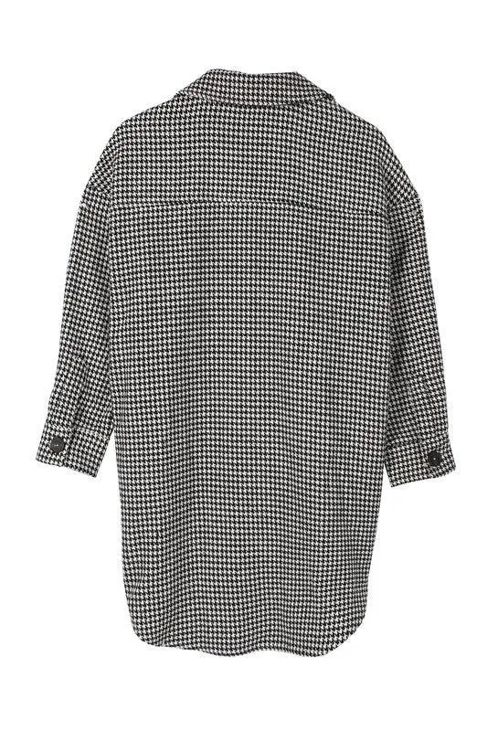 Womens Houndstooth Long Shacket