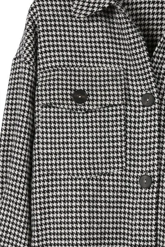 Womens Houndstooth Long Shacket